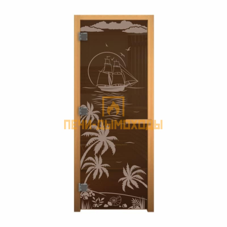 Дверь для бани и сауны БРОНЗА "ЛАГУНА" (8мм) (ОСИНА)